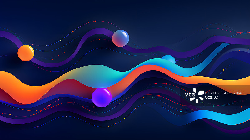 【AI数字艺术】数码蓝紫色山脉曲线抽象图形海报网页PPT背景图片素材