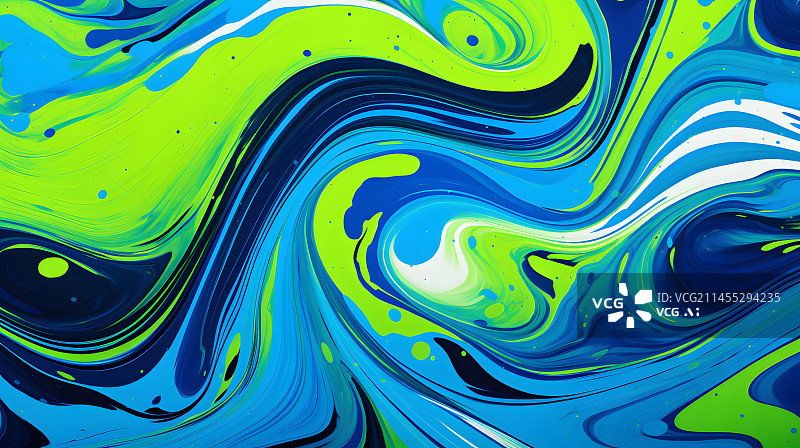 【AI数字艺术】艺术绿色油漆漩涡流动抽象图形海报网页PPT背景图片素材