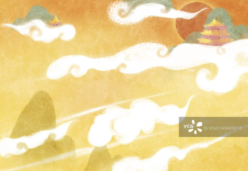 神话故事古代神仙居所天宫风景插画图片素材