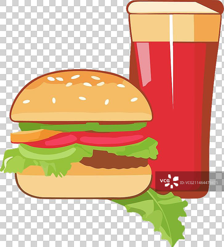 汉堡包和苏打饮料快餐餐的形象图片素材