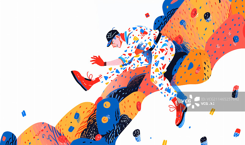 【AI数字艺术】一位男性在攀岩极限运动插画图片素材