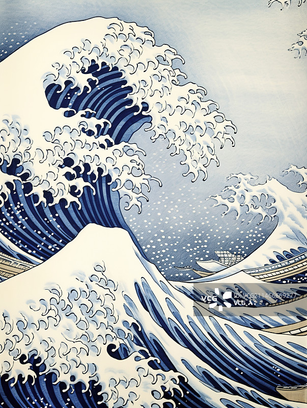 【AI数字艺术】日式浮世绘海浪插画图片素材