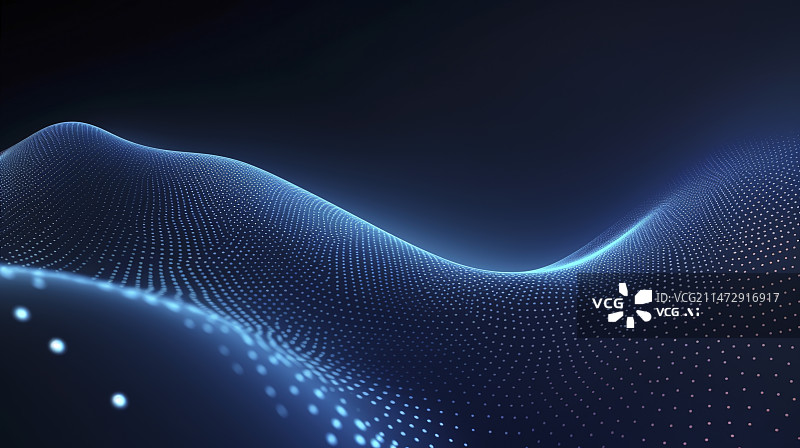 【AI数字艺术】蓝色粒子波形覆盖科技背景图片素材