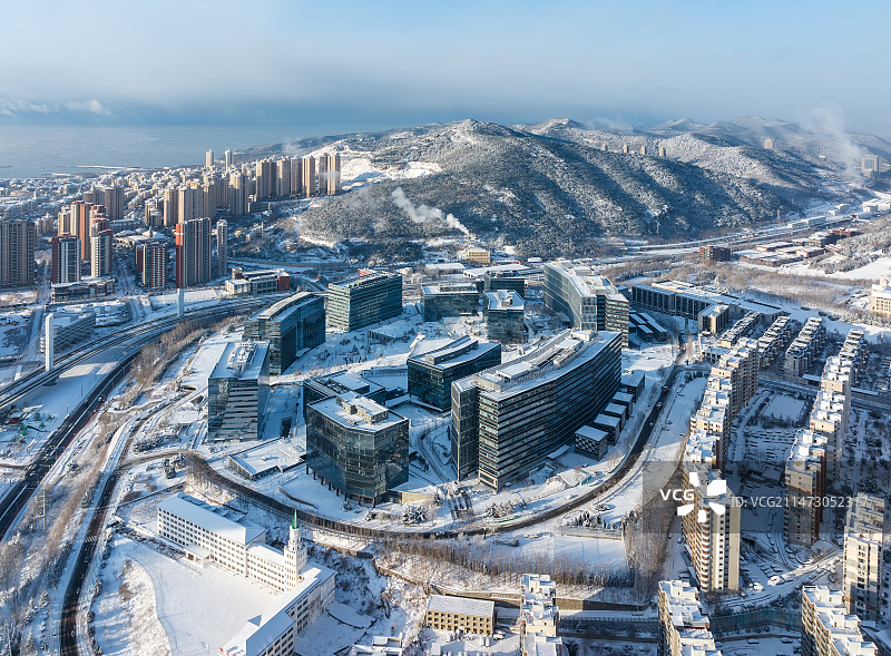 大连腾飞软件园雪景图片素材