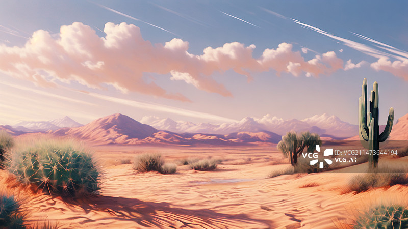 【AI数字艺术】希望的沙漠，沙漠绿洲图片素材