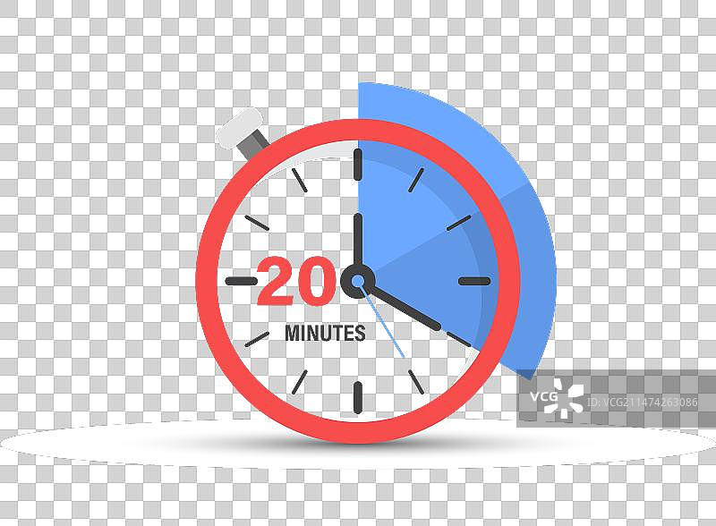 20分钟的秒表图标在平面风格时钟图片素材