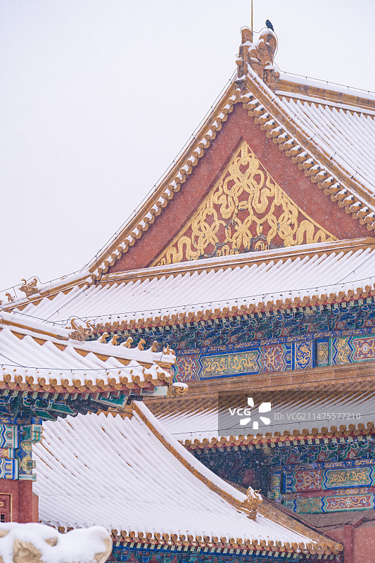 北京故宫门楼雪景图片素材