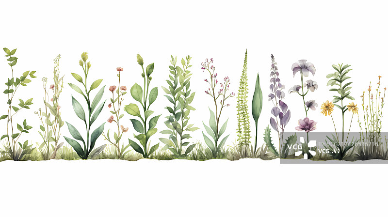 【AI数字艺术】数码复古水彩盆栽植物抽象图形海报网页PPT背景图片素材