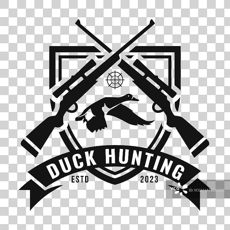 猎鸭标志徽廓形与枪和图片素材