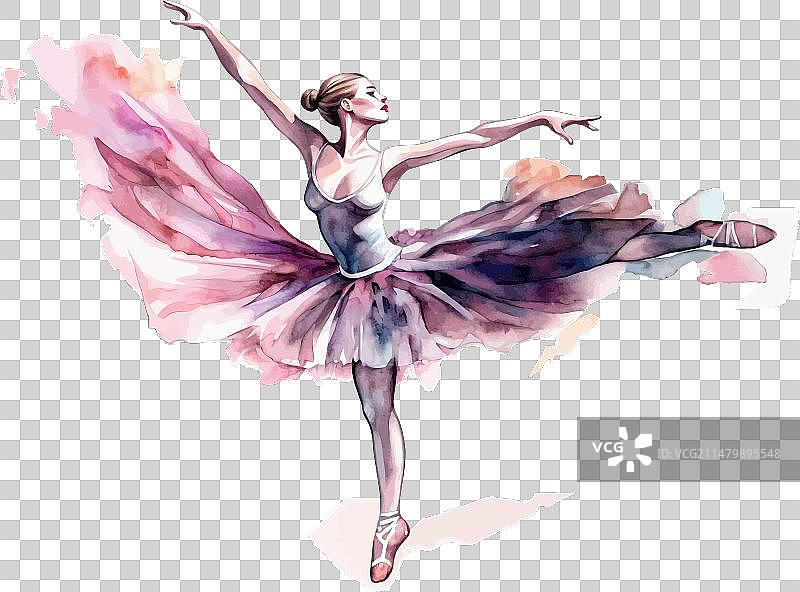 水彩舞芭蕾舞者在空中飞行图片素材