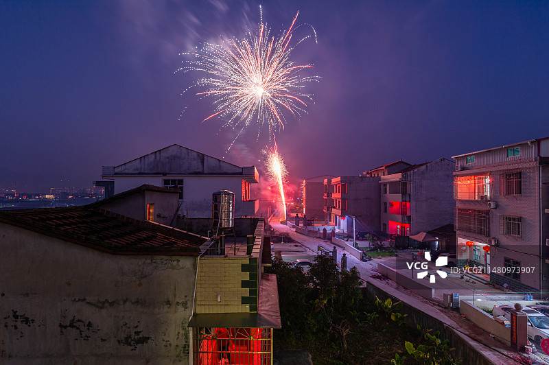 乡村的新年夜 仙游县龙华镇爱和村图片素材