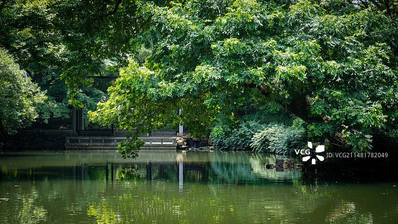 无锡惠山古镇寄畅园池影动人图片素材