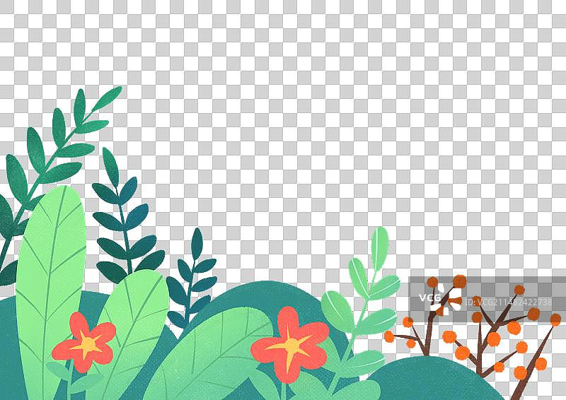 春天夏天扁平植物叶子插画装饰元素图片素材