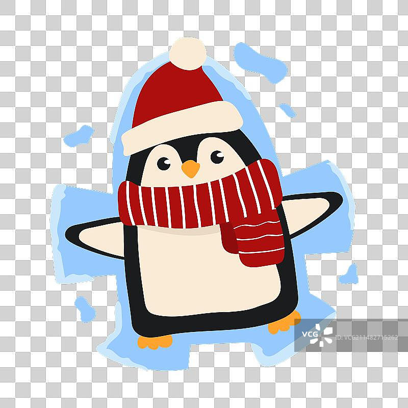 圣诞快乐企鹅造雪天使图片素材