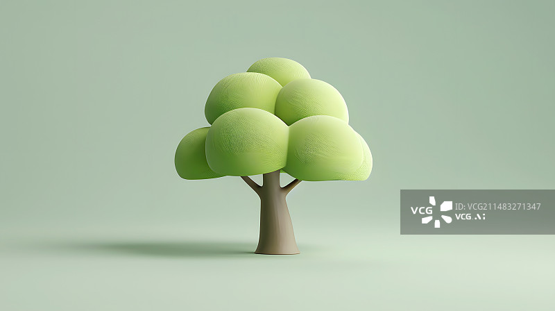 【AI数字艺术】可爱的3D树图标三维图形图片素材