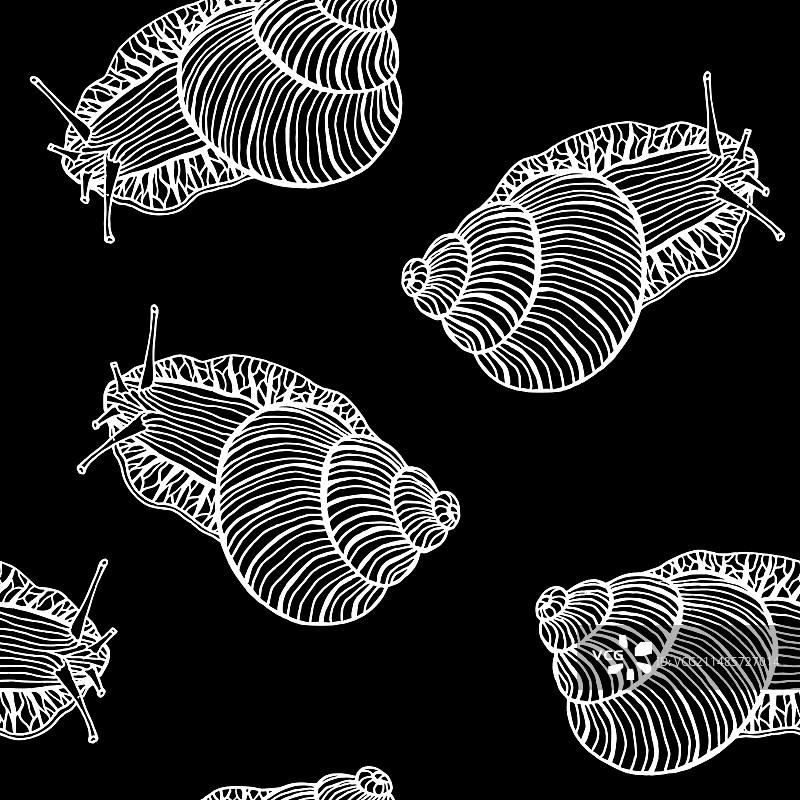 黑色和白色手绘蜗牛棕色和米色图片素材