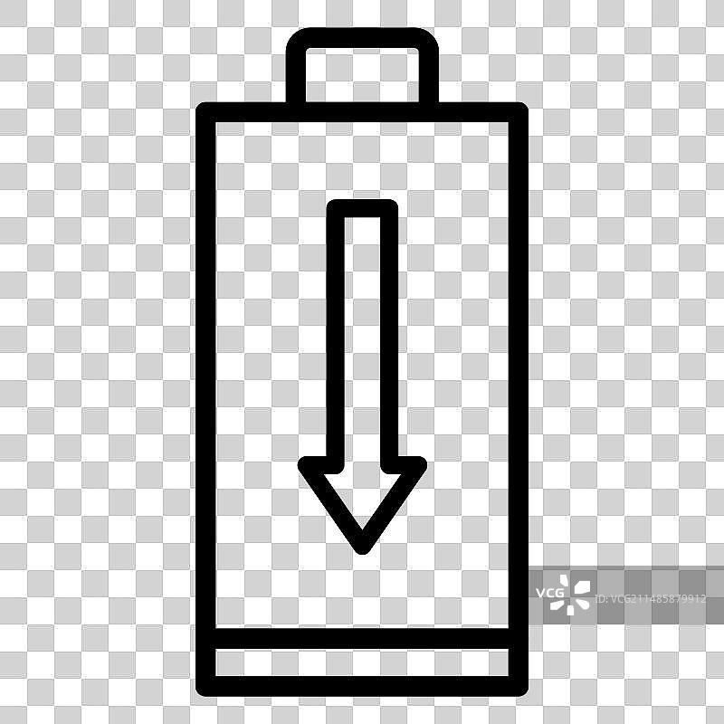 黑线图标低电池隔离在白色图片素材