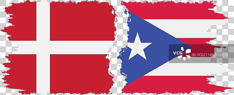 波多黎各和丹麦的垃圾旗连接图片素材