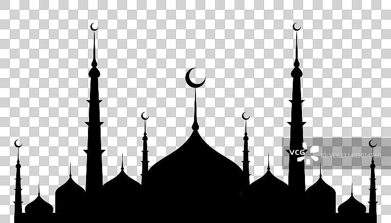 伊斯兰建筑祈祷场所清真寺剪影图片素材