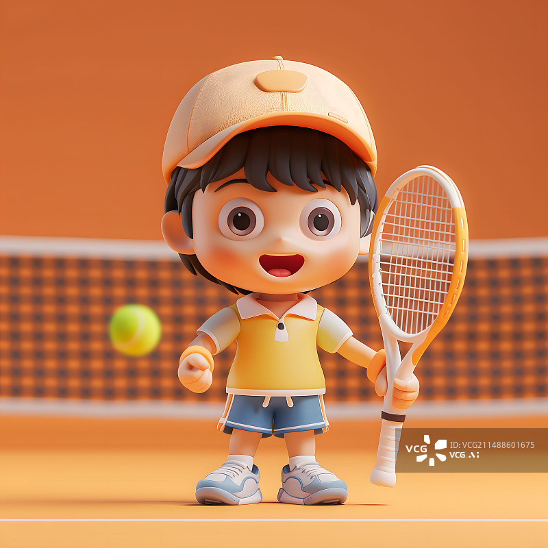 【AI数字艺术】打网球的亚洲男生图片素材