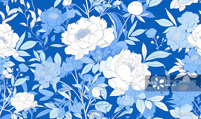 【AI数字艺术】中国风古典花卉纹理，古典艺术装饰概念插图图片素材