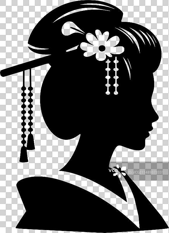 一个传统日本妇女的剪影图片素材