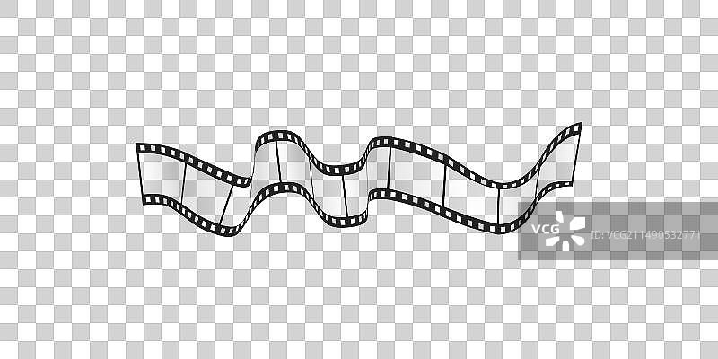3d电影或电影卷轴带流动与波浪图片素材