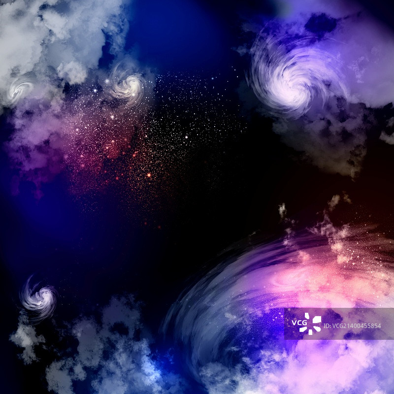 明亮多彩的背景上的宇宙云雾图片素材