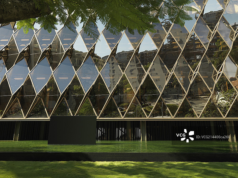 Closen/aup of rhombus patterns on modern building图片素材