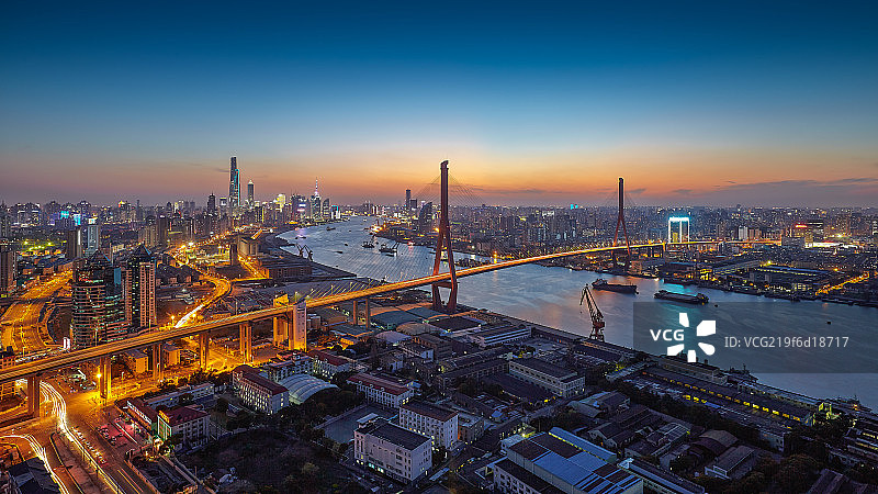 上海杨浦大桥全景图片素材