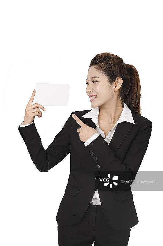 商务女士拿着卡片图片素材