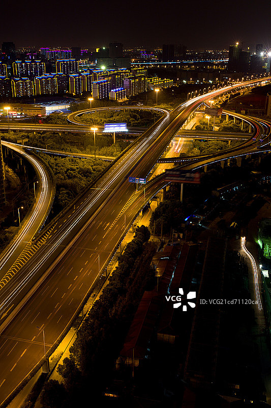 江苏省无锡立交桥及城市建筑夜景图片素材
