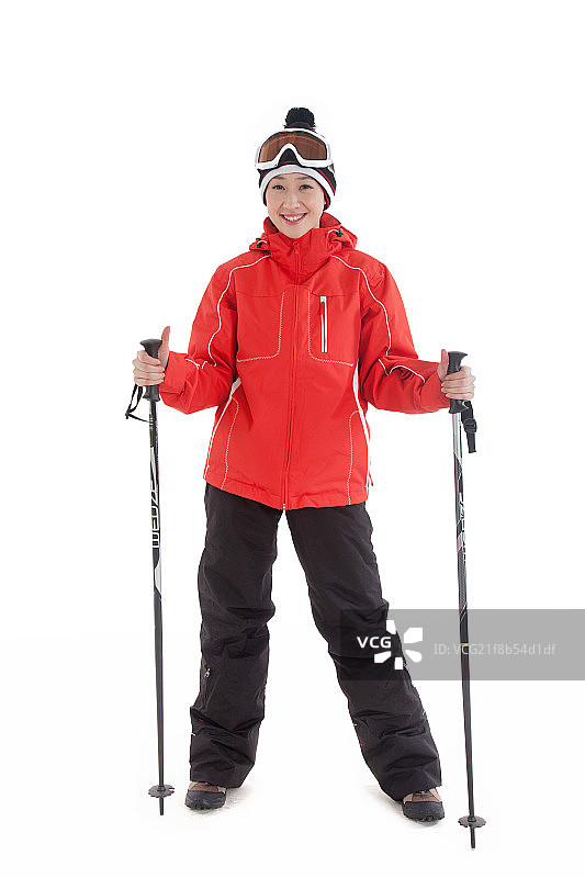 青年女子滑雪图片素材