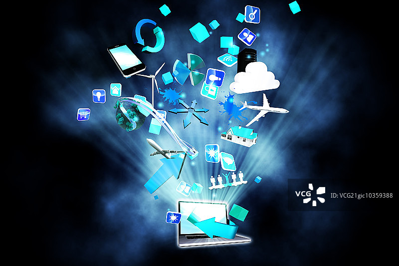 蓝色背景的计算机应用程序图片素材
