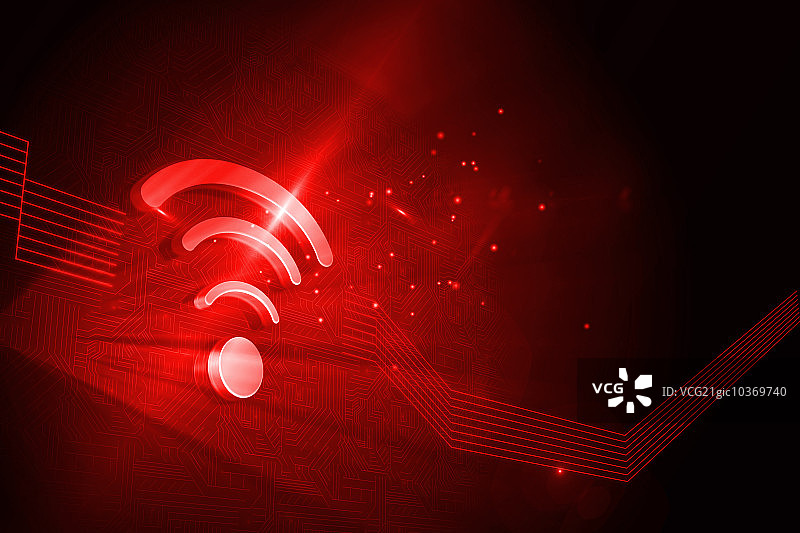 闪亮的红色wifi图标上的黑色背景图片素材