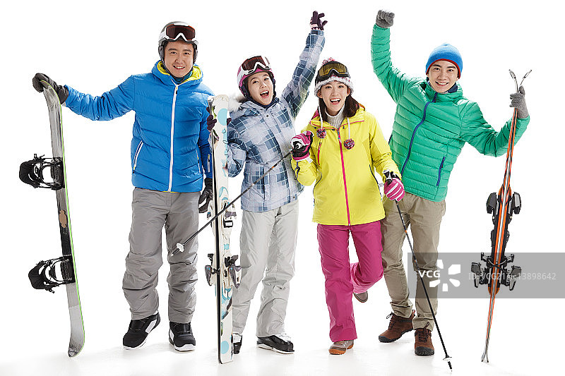 青年男女滑雪图片素材