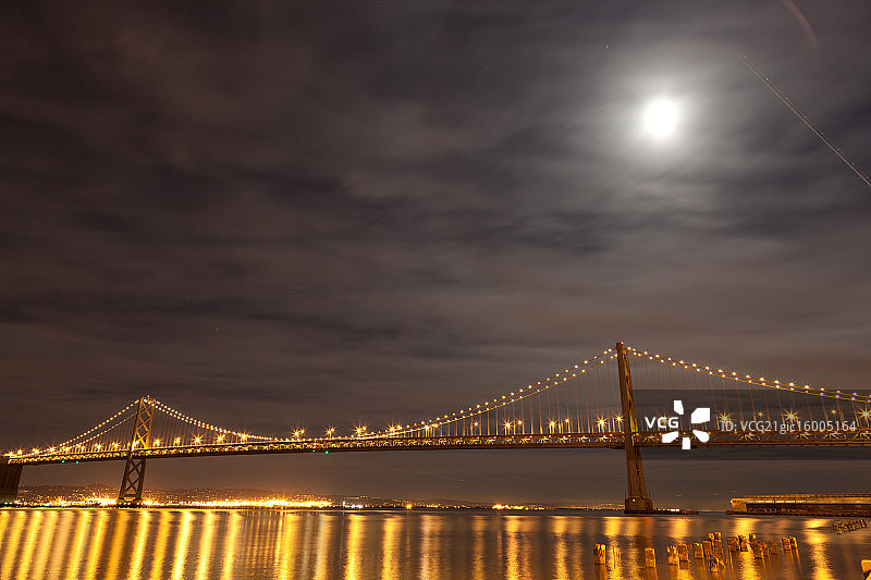 旧金山海湾大桥的夜晚图片素材