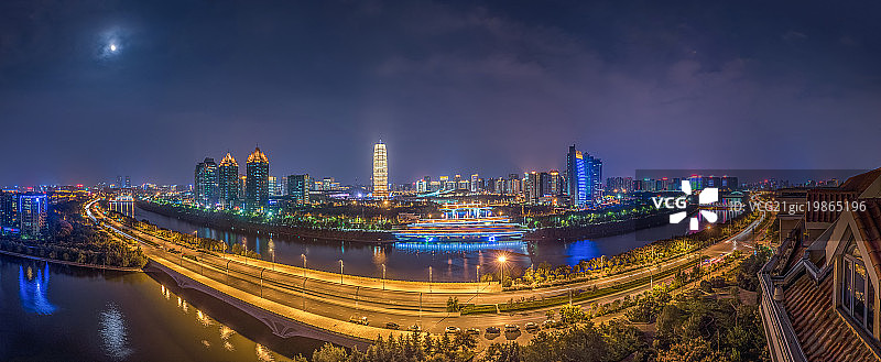 郑东新区夜色全景图片素材