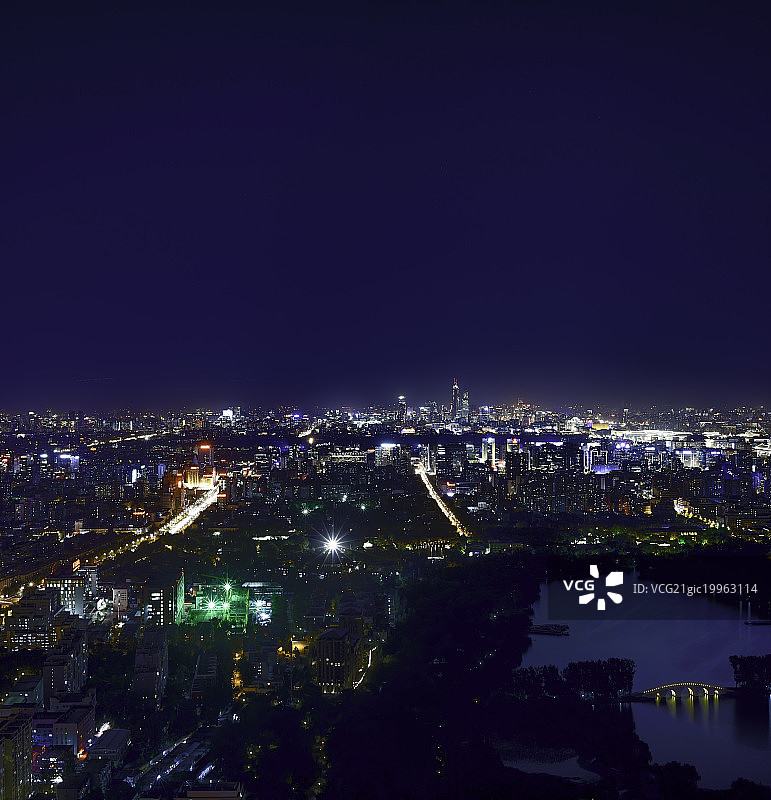 航拍北京城市繁华夜景图片素材