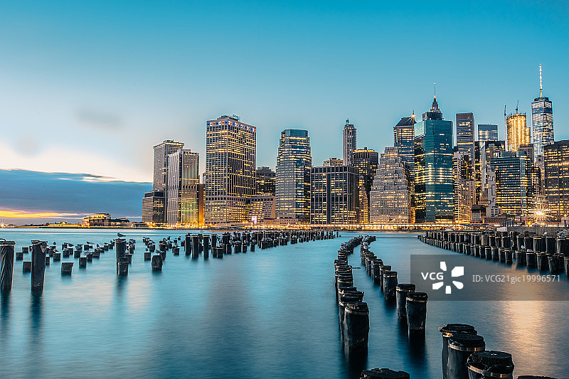 纽约金融区夜景图片素材