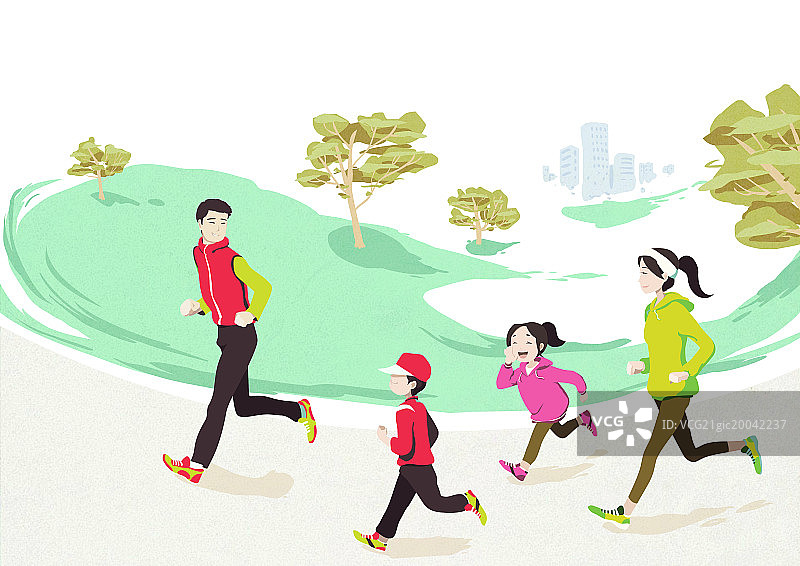 运动一家人跑步图片素材