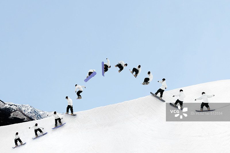 年轻的滑雪空中图片素材