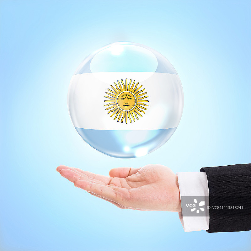用手撑着阿根廷国旗图片素材