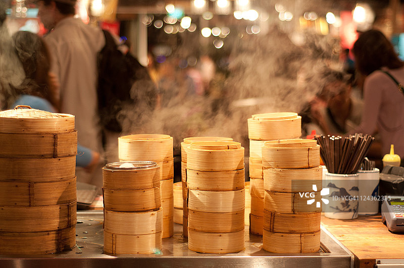 市场上的竹蒸笼蒸图片素材