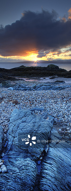 从阿兰岛，苏格兰，金泰尔的日落图片素材