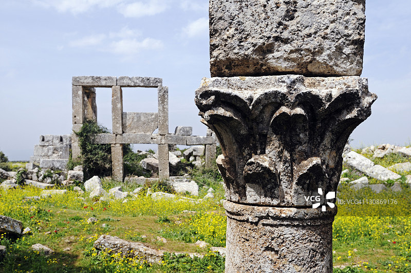 拜占庭时期的废墟在Daire Simeon，死城阿勒颇附近，叙利亚，中东，亚洲图片素材