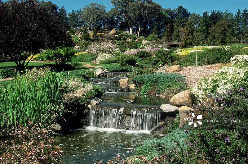 瀑布，日本花园，Cowra镇，新南威尔士州图片素材