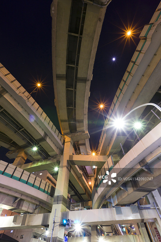 日本本州东京都中央区夜间高速公路图片素材