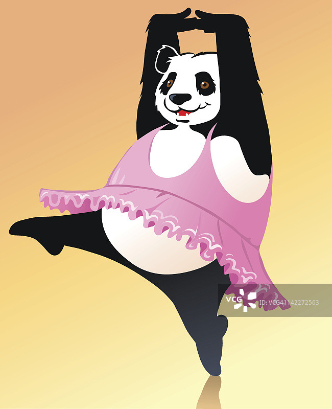 身着粉色芭蕾舞裙的大熊猫芭蕾舞演员图片素材