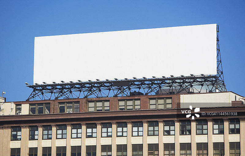 美国，纽约，纽约市，建筑顶部的空白横幅图片素材
